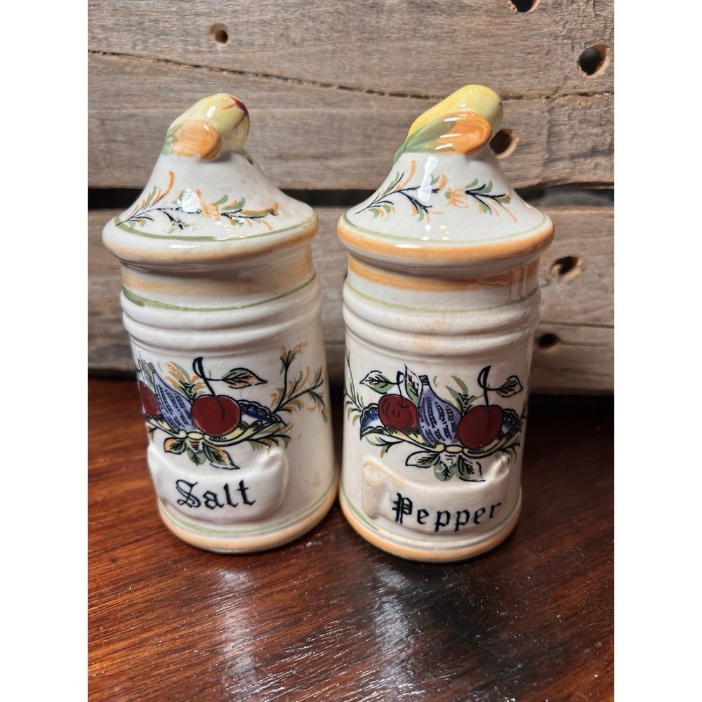 Arnart‎ Creation Salt and Pepper Shakers Set Japan Vintage fruit Yellow Cream